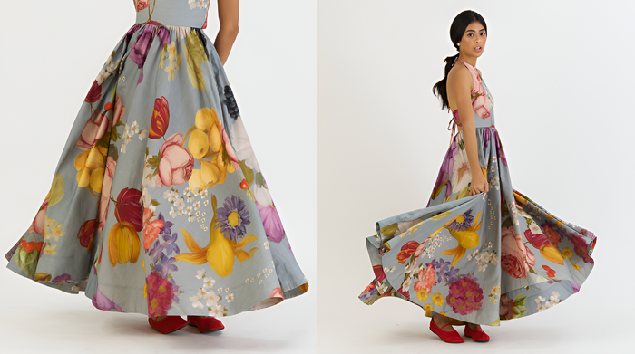 Why Is the Indigo Rose Halter Neck Dress a Timeless Floral Choice