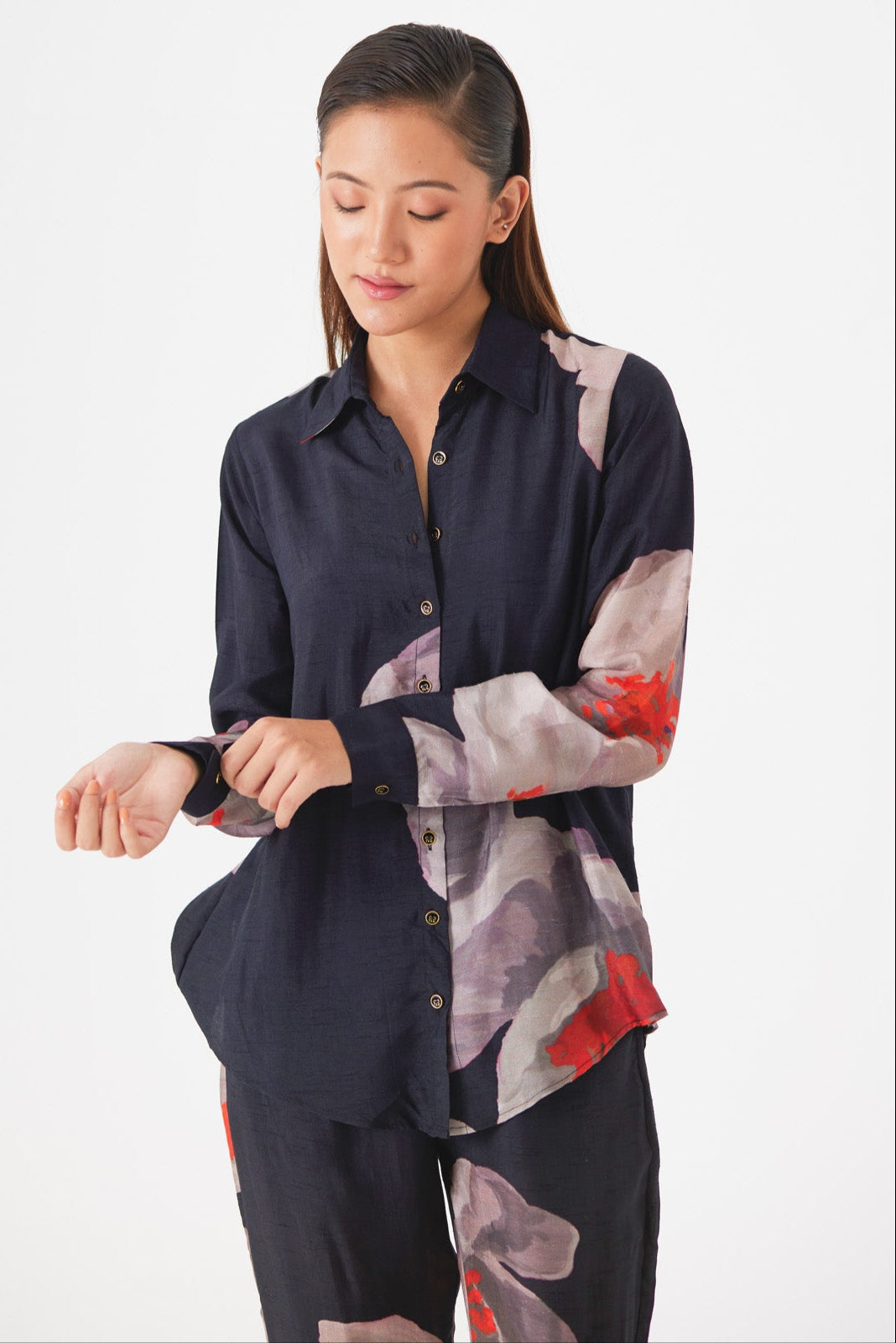 AZU Co-Ord Set, two piece set, shirt close up