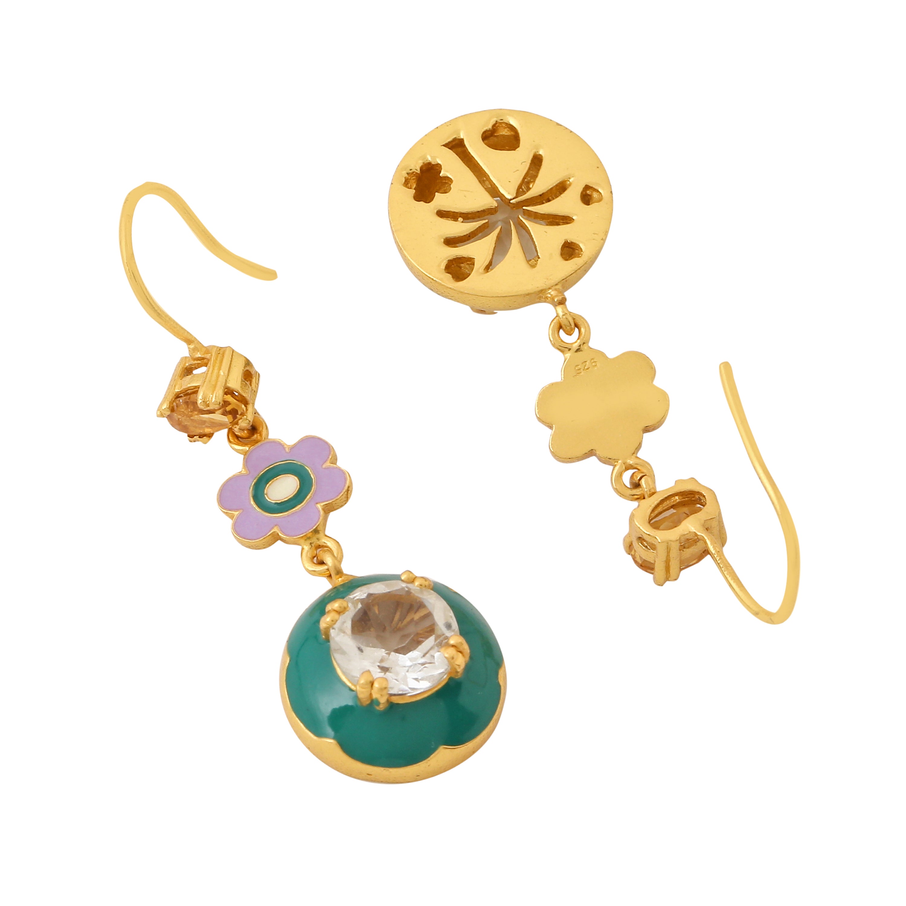 Bloom Enamel Drop Earrings_Silver Jewelry_earrings_detail