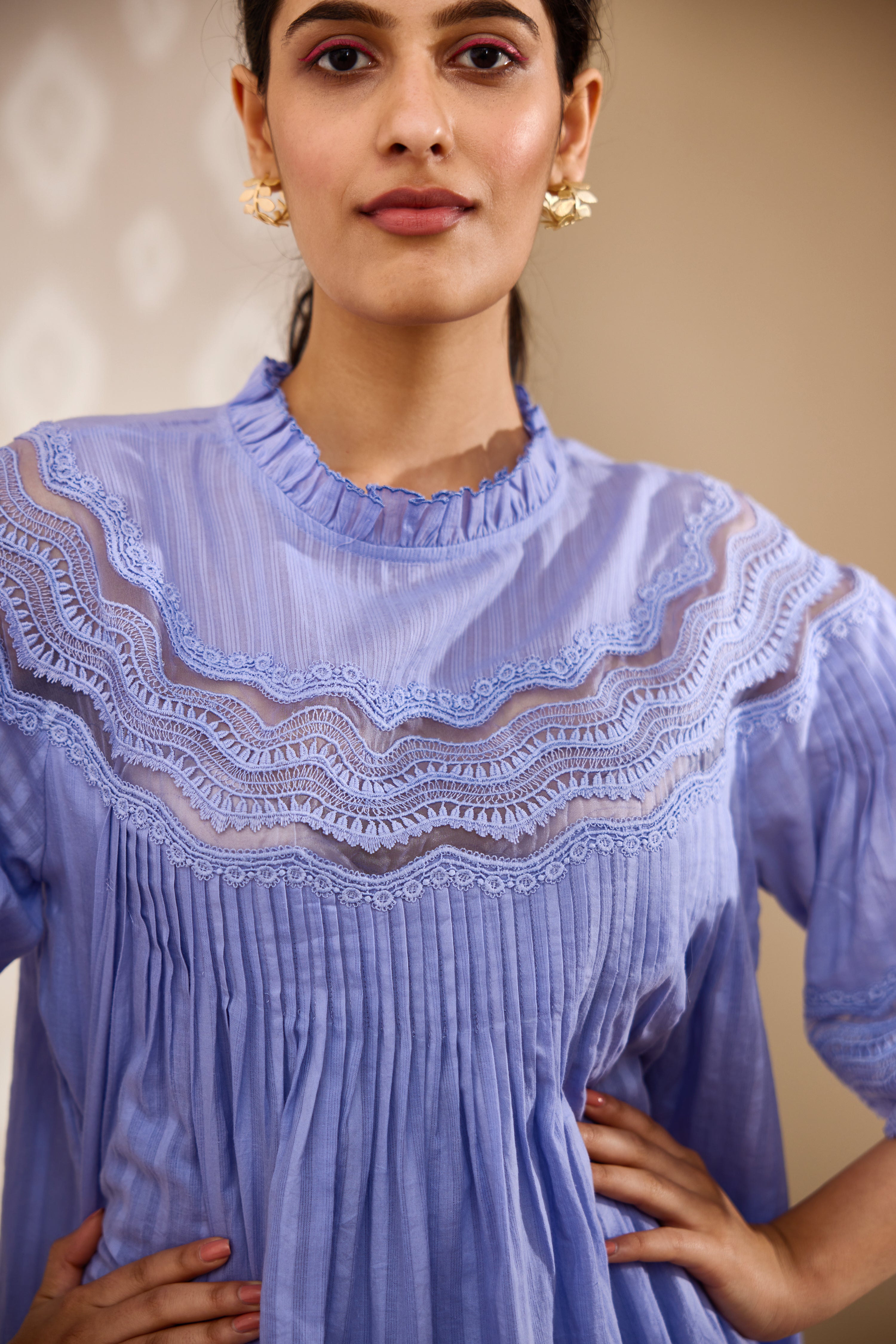 Lea Lace Dress, Women's lace summer dress, front neckline