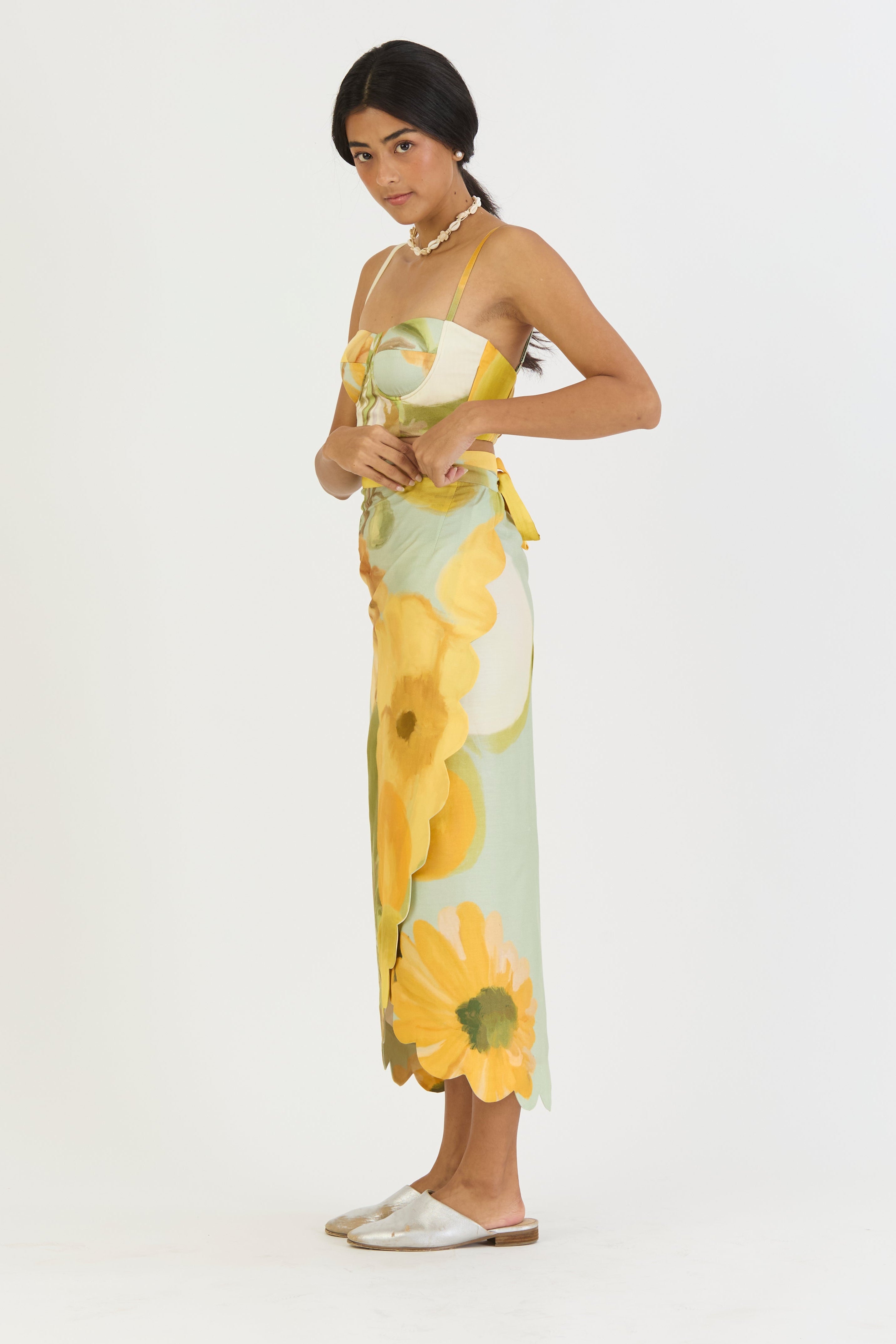 Lemonade Bralette and Skirt Set, two piece set, co ord set, left side