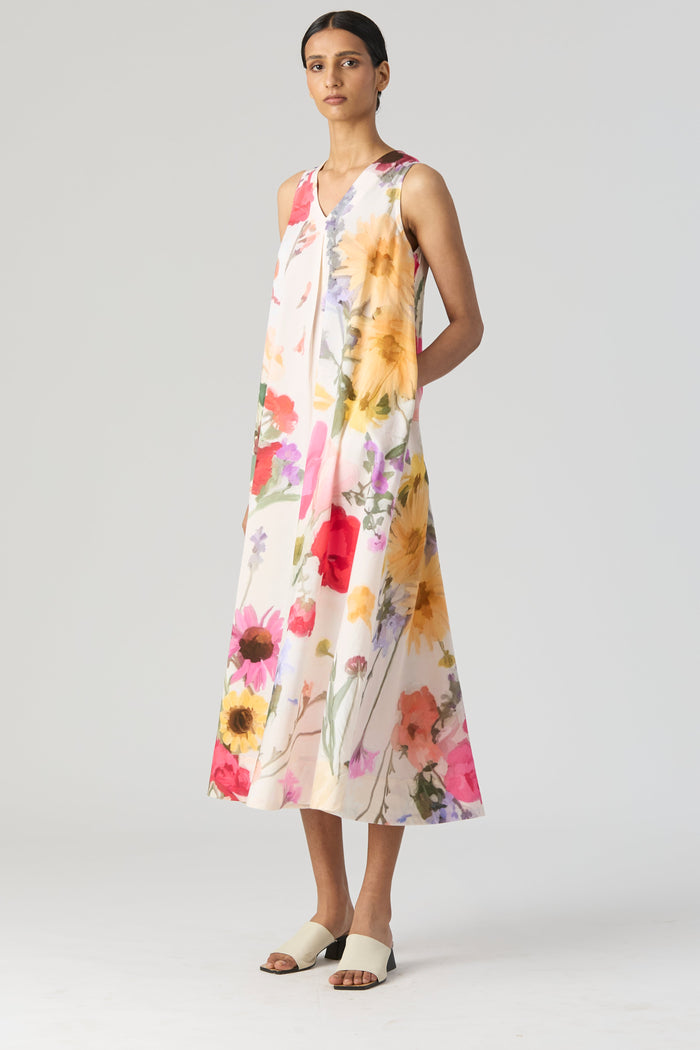 Maria Long Dress, women's floral dress, left side
