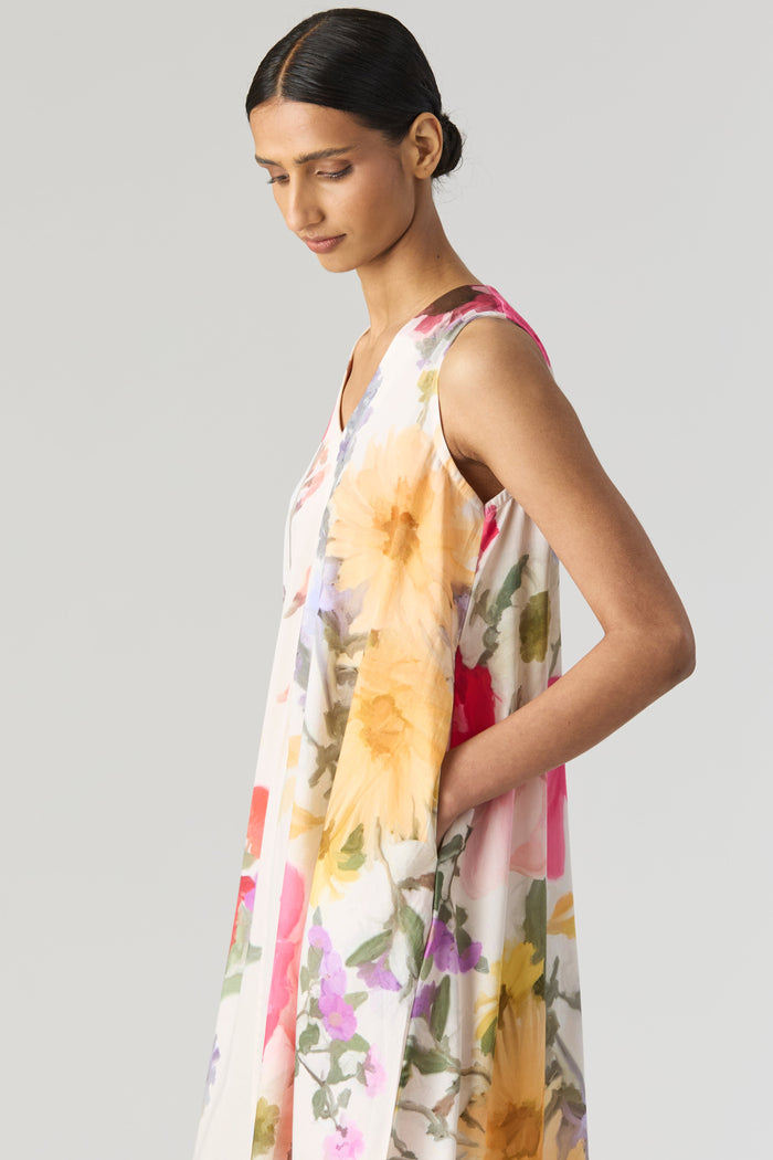 Maria Long Dress, women's floral dress, left side close up