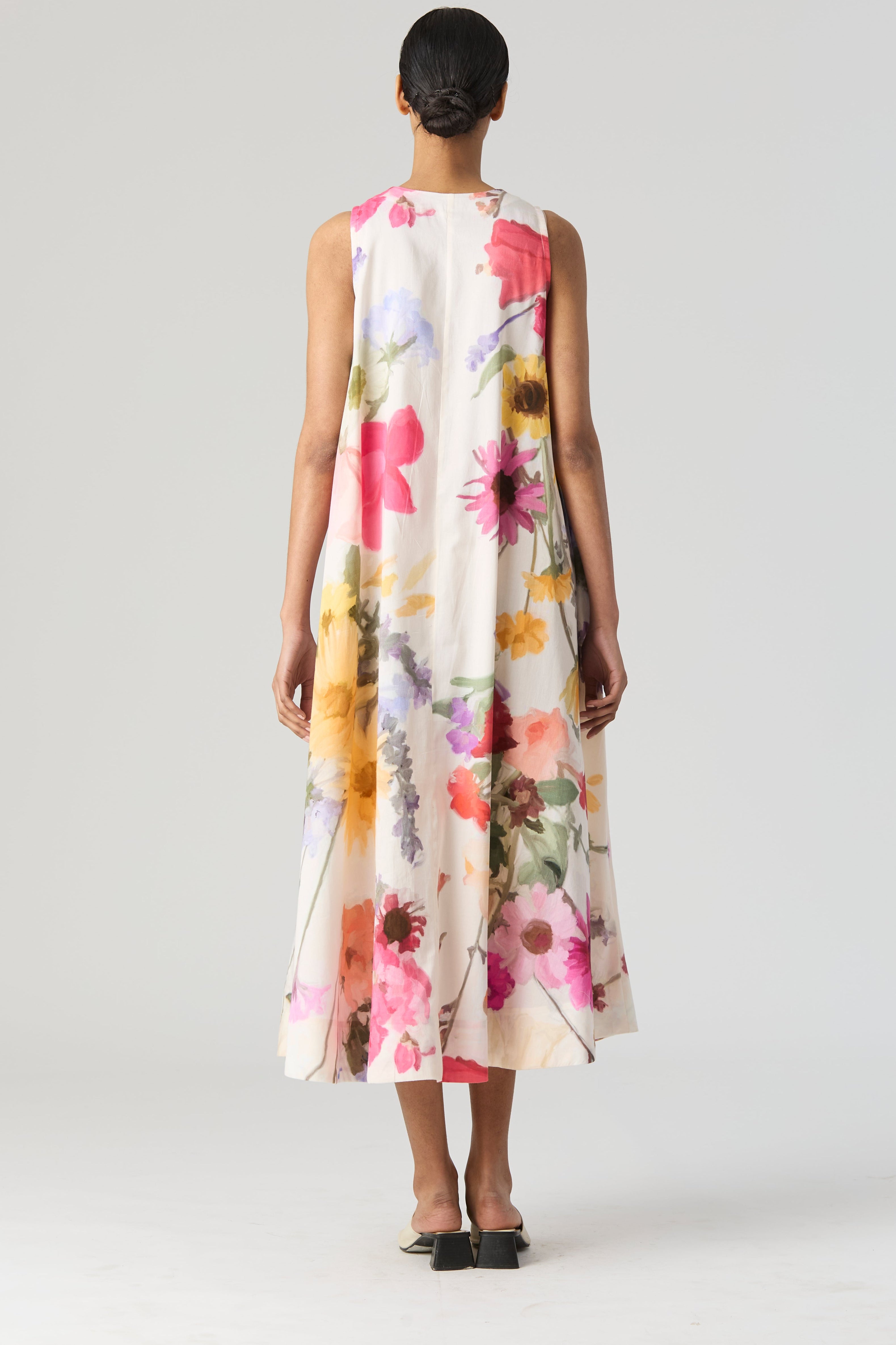 Maria Long Dress, women's floral dress, back closeup