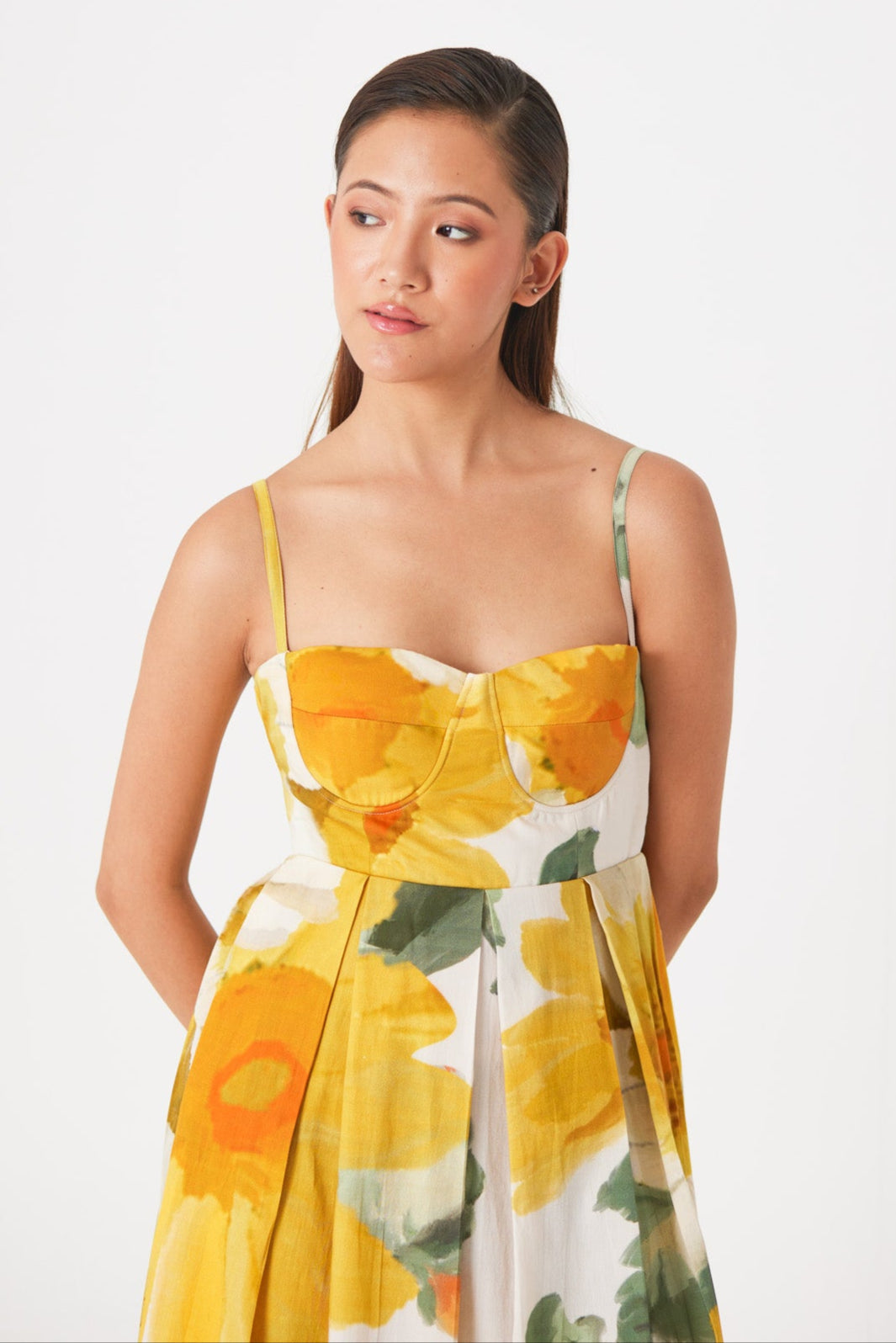 Mimosa Bralette Dress, women's summer dress, front close up
