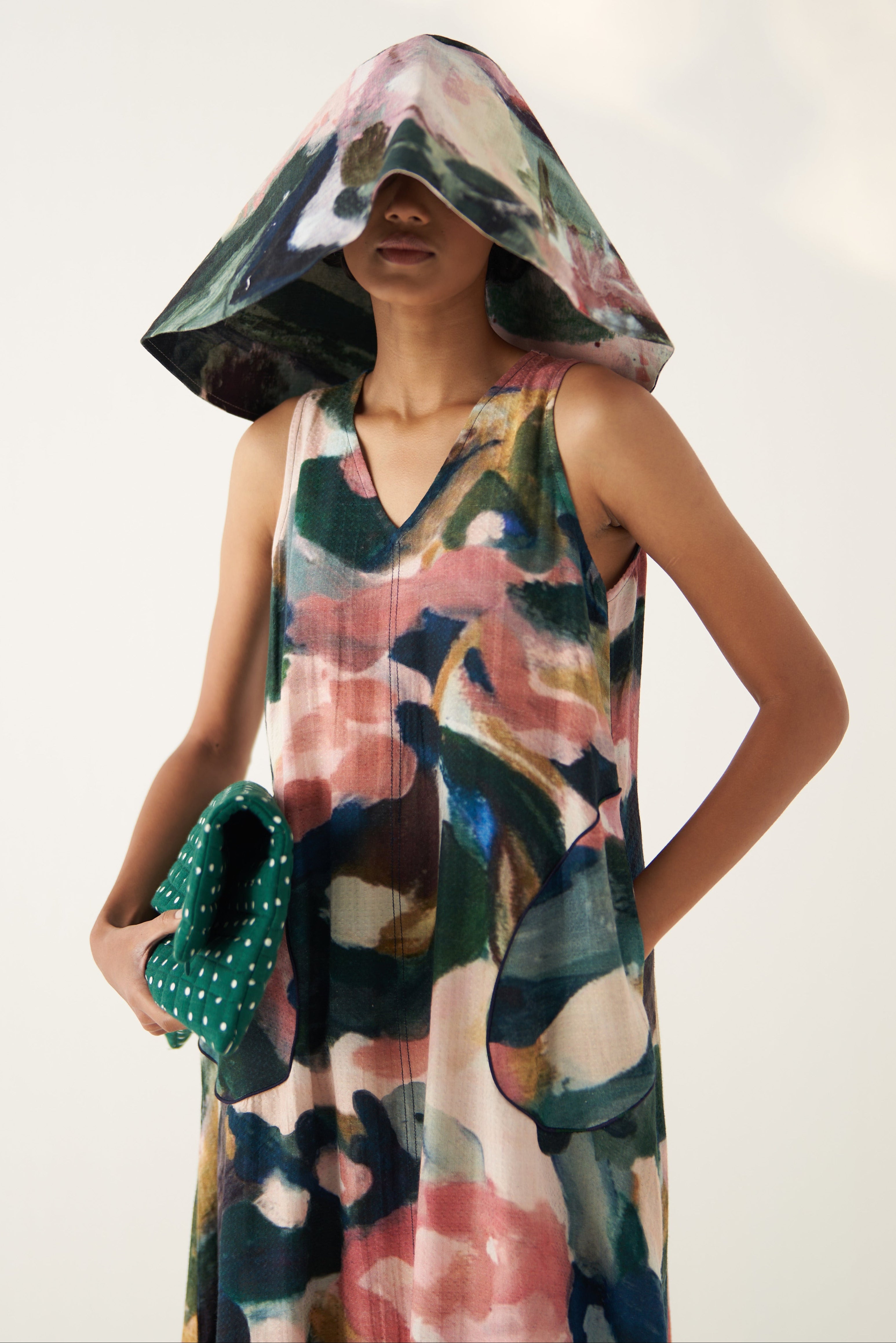 Moonbloom Aline Dress, women's midi dress, front close up