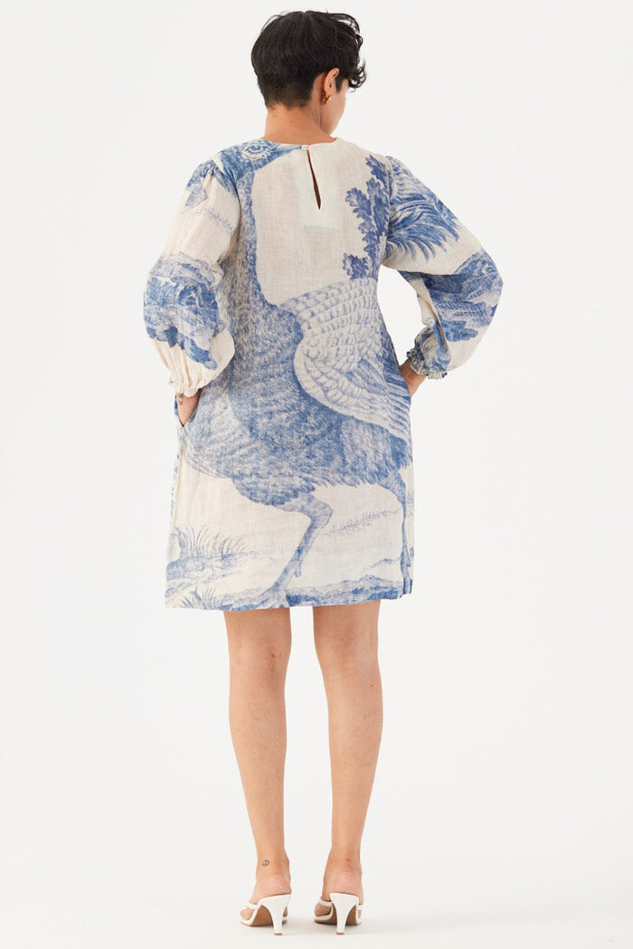 Morni Short Dress, womens mini linen dress, back