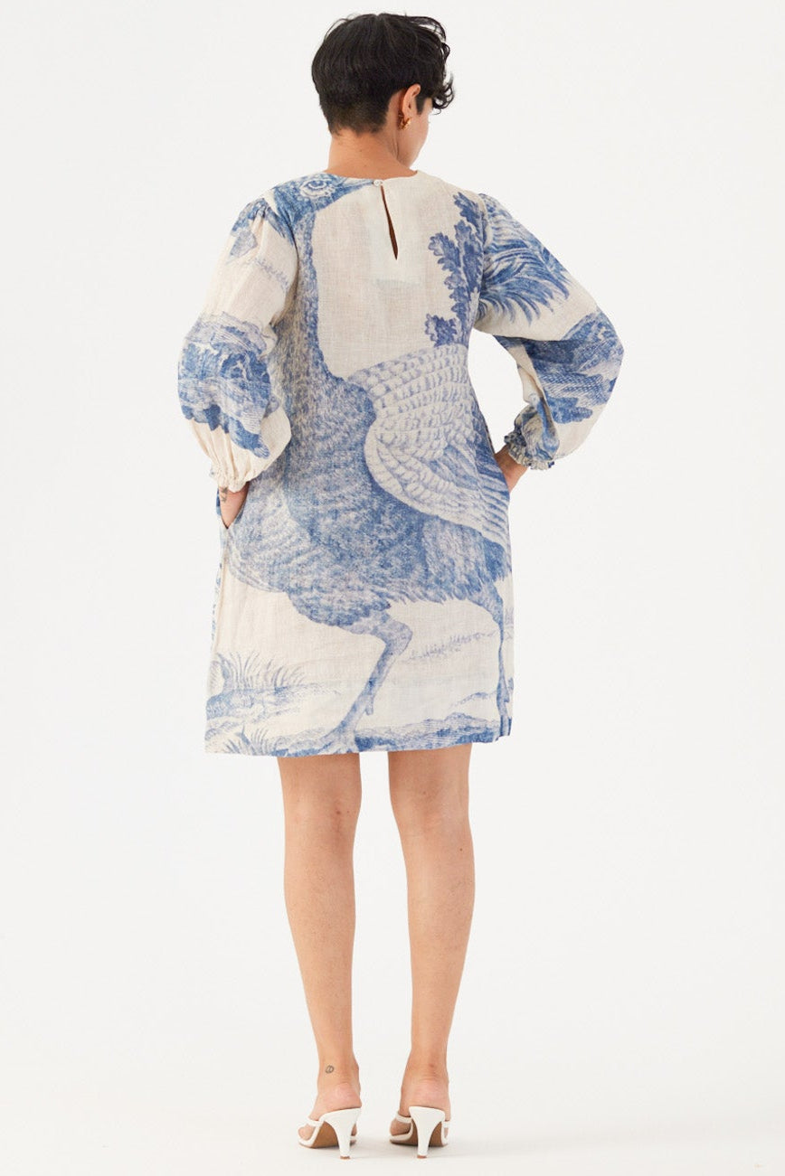 Morni Short Dress, womens mini linen dress, back