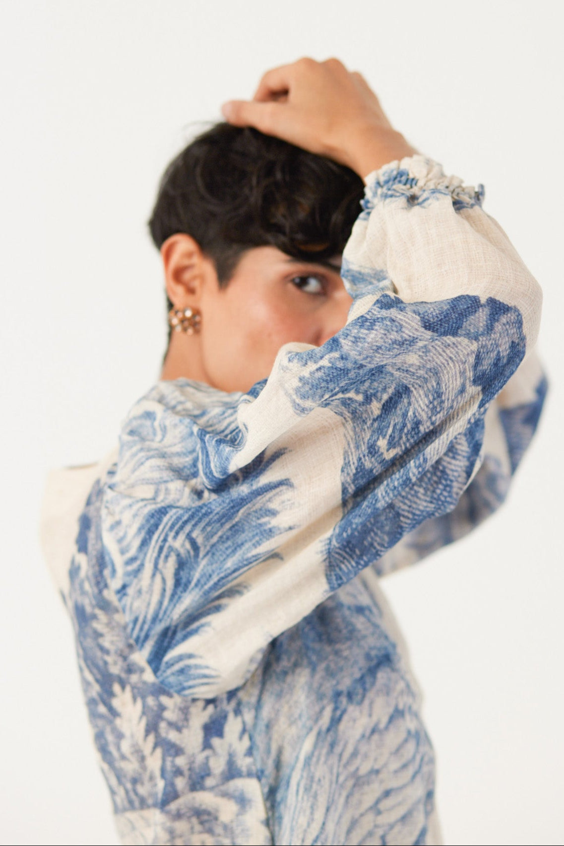 Morni Short Dress, womens mini linen dress, sleeve detail