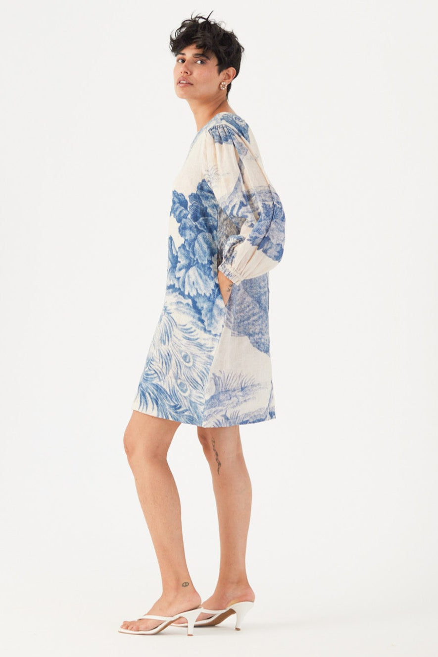 Morni Short Dress, womens mini linen dress, left side pocket