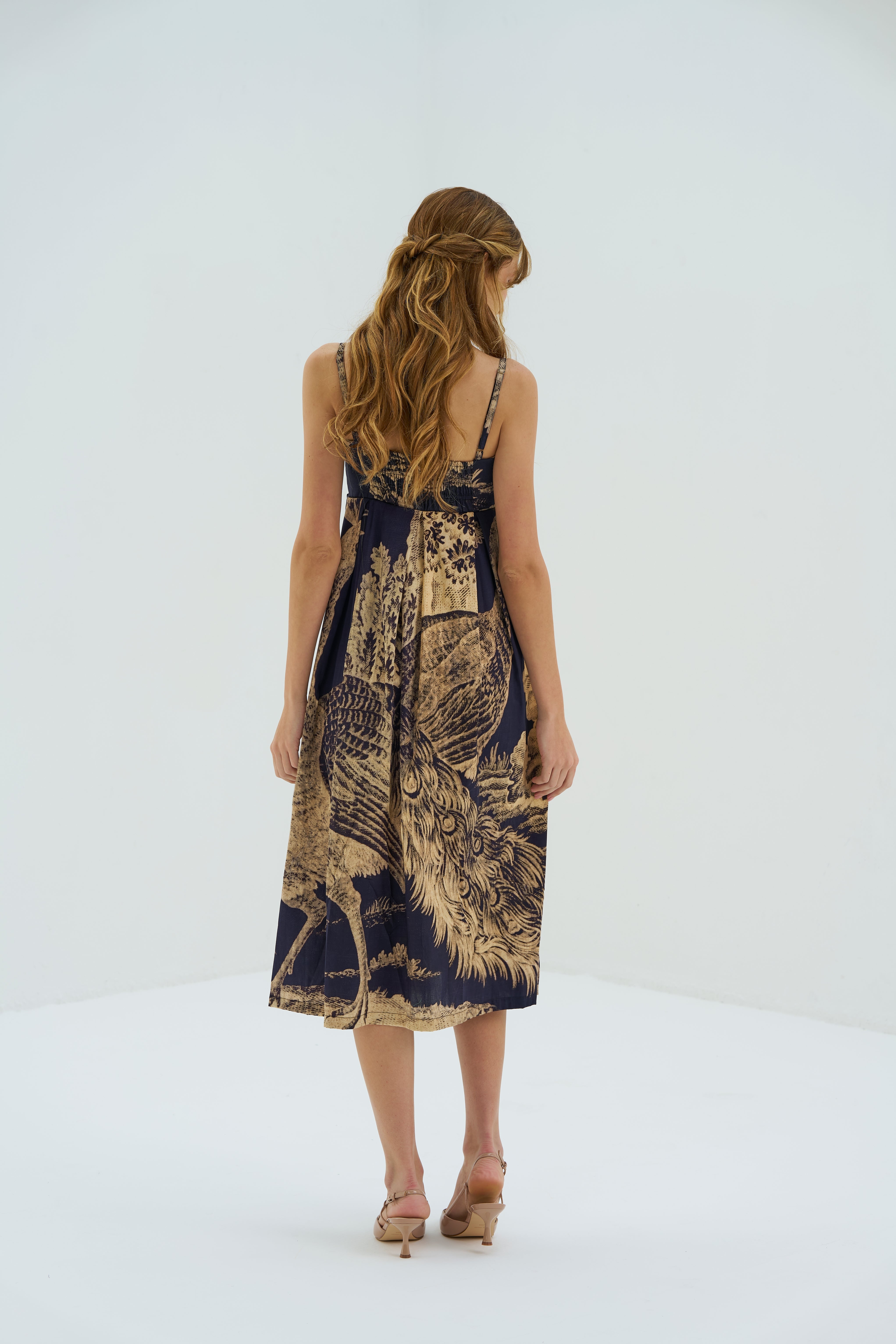 Peacock Bralette Dress_midi dress_womens dresses_back full