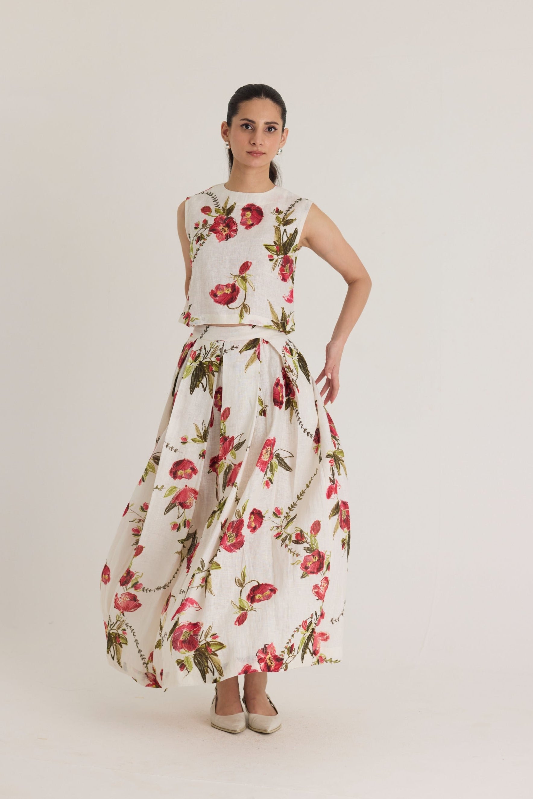 Rosita Linen Top & Skirt Set