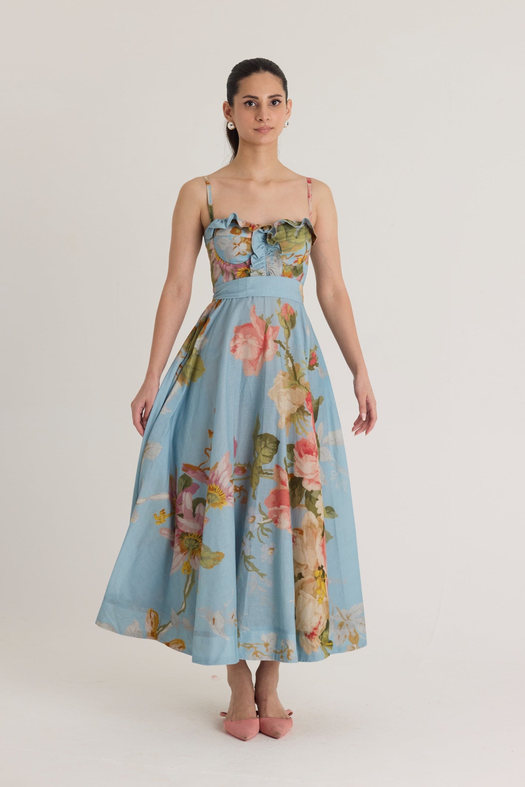 Taffy Ruffle Midi Dress L