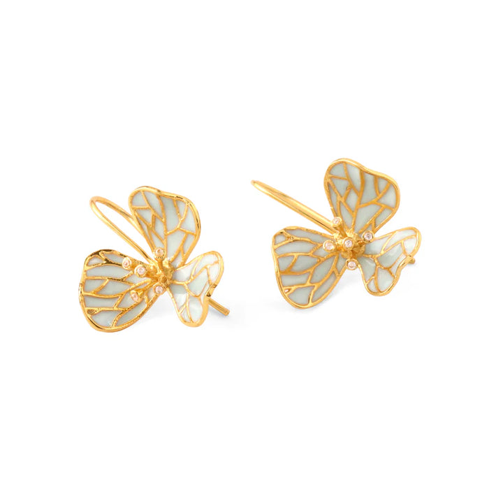 Tiny Fiore Earrings_blue flower earrings_22k gold dipped