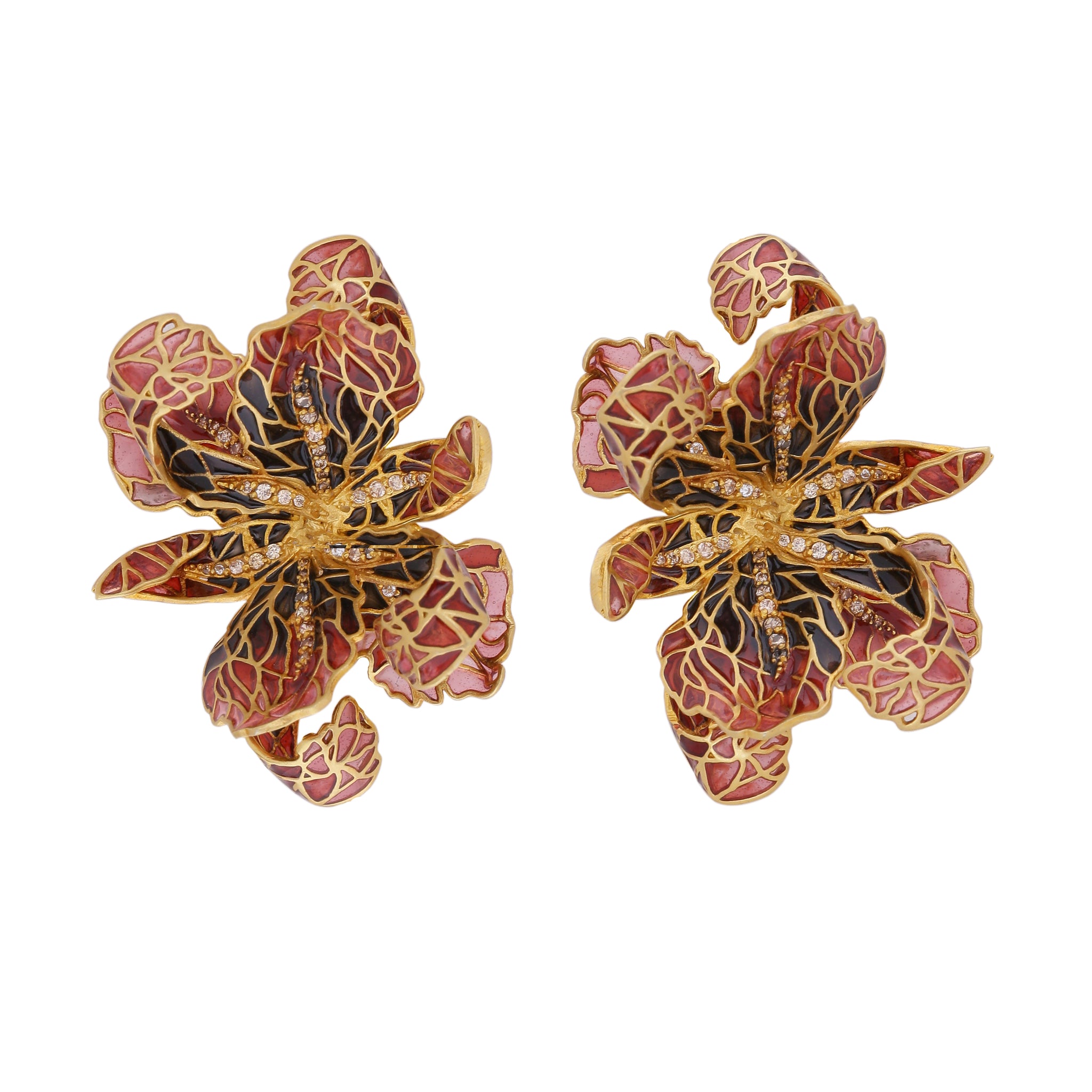 tiger lily earrings Tiger Lily Earrings – Red & Black Bridal Statement Earrings