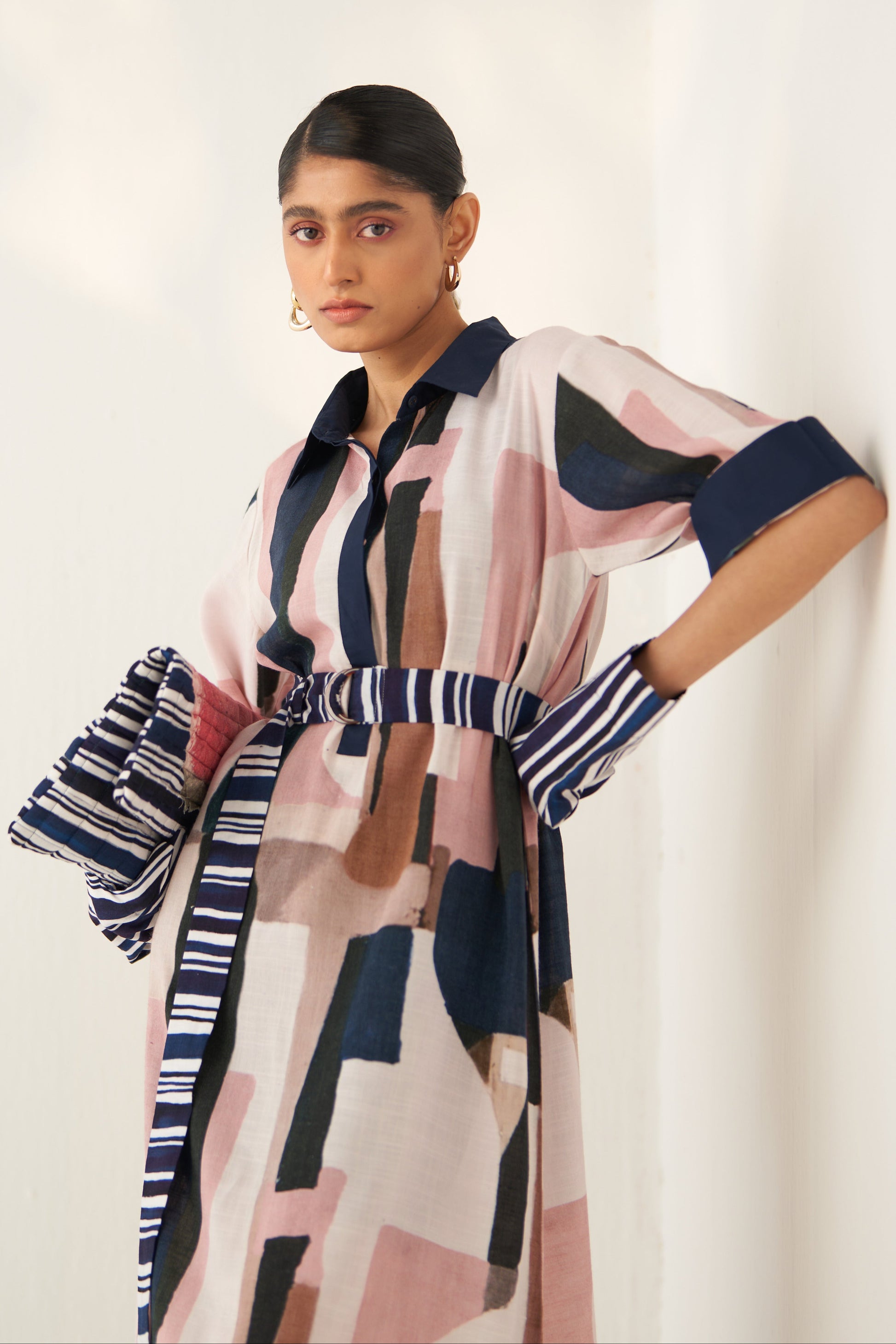 Arisa Straight Fit Tunic, womens' midi shirt dress, front close up