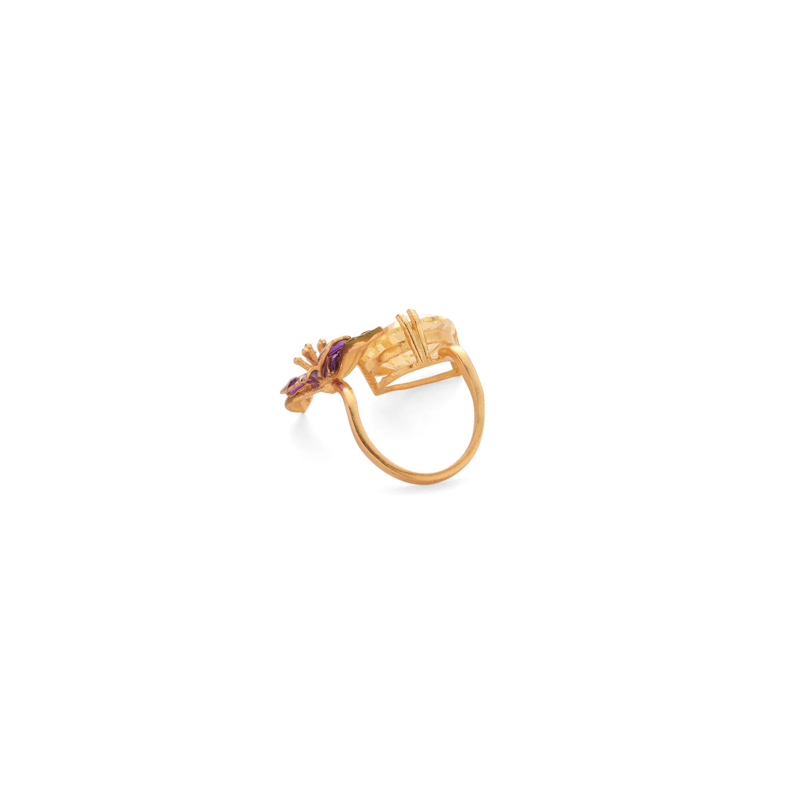 Bloom & Brilliance Ring_Floral Finger Ring_Adjustable Ring_backview