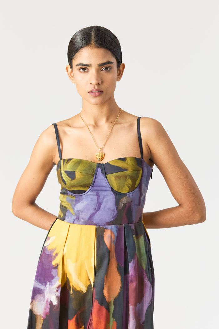 Ivy Bralette Dress, women's midi dress, front close up