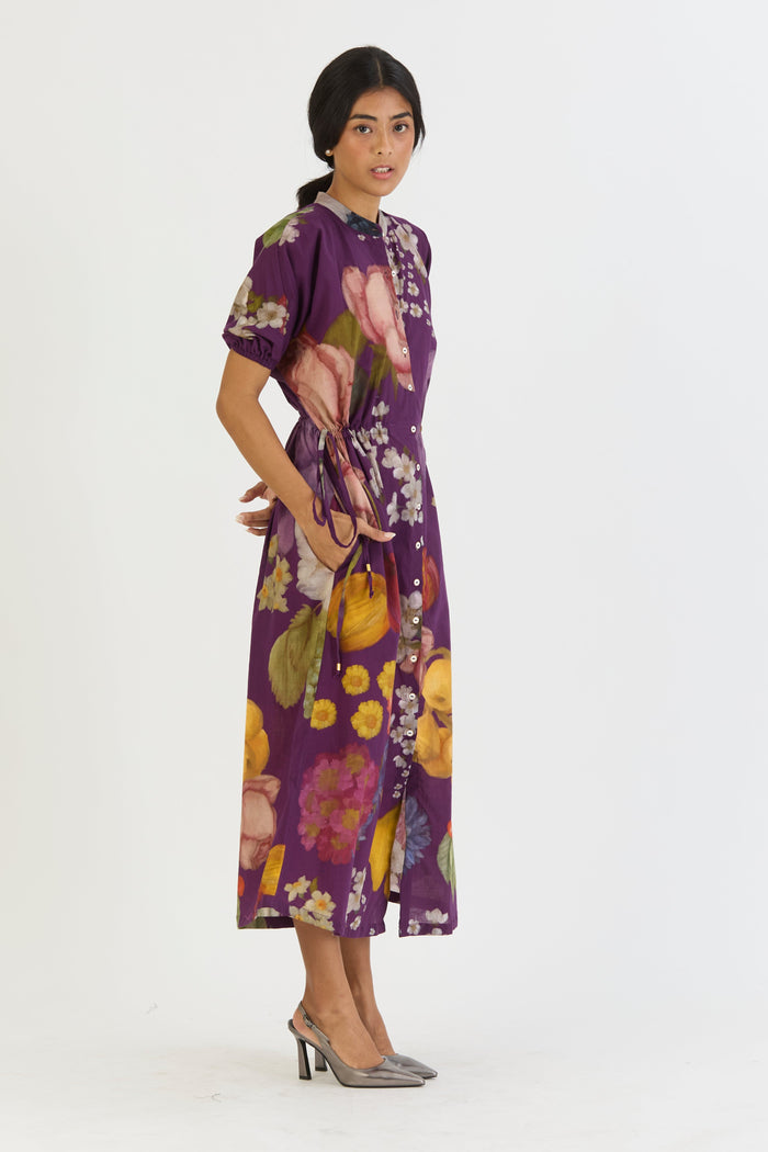 Jamun Side Tie Up Dress, women's floral dress, left side