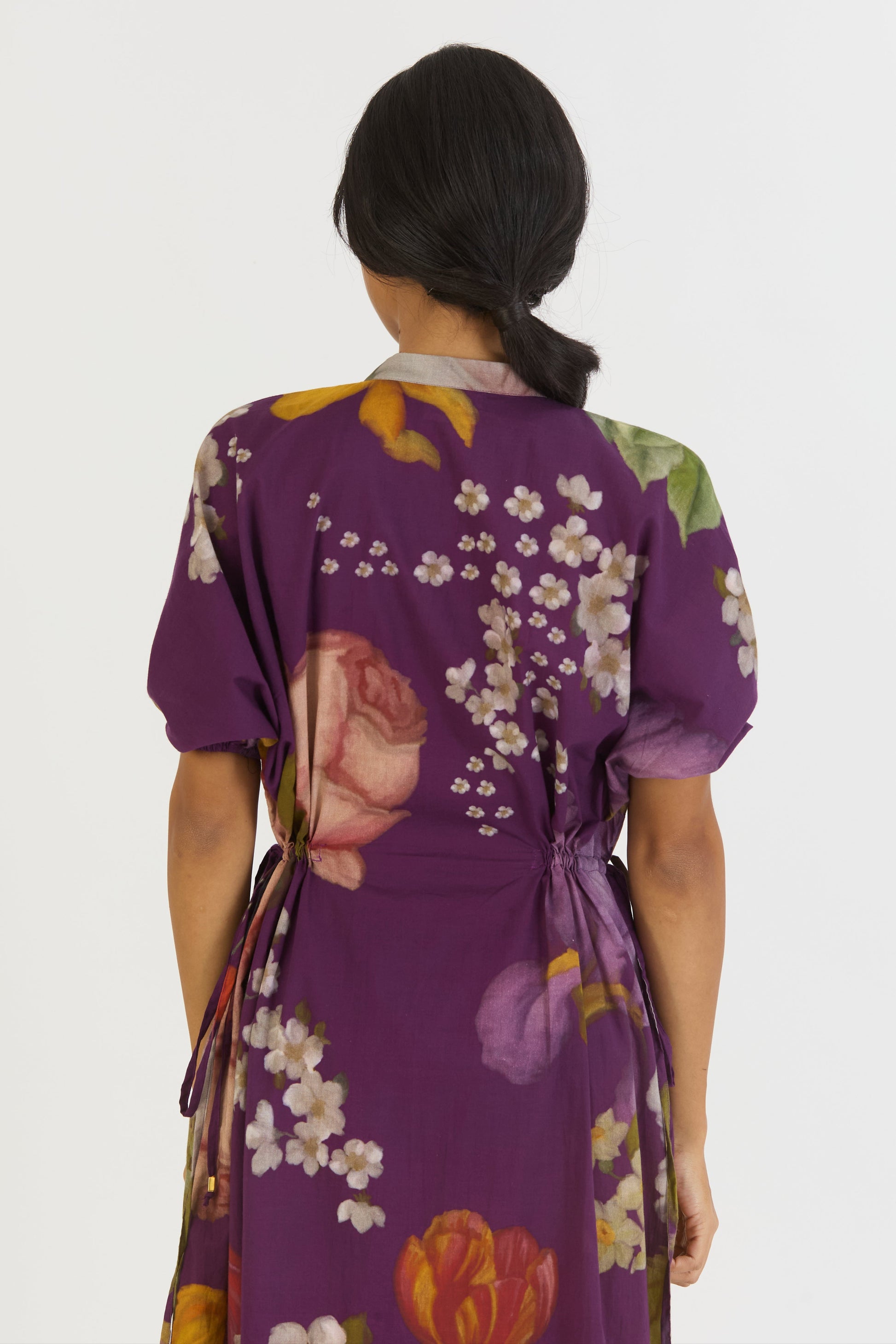 Jamun Side Tie Up Dress, women's floral dress, back close up