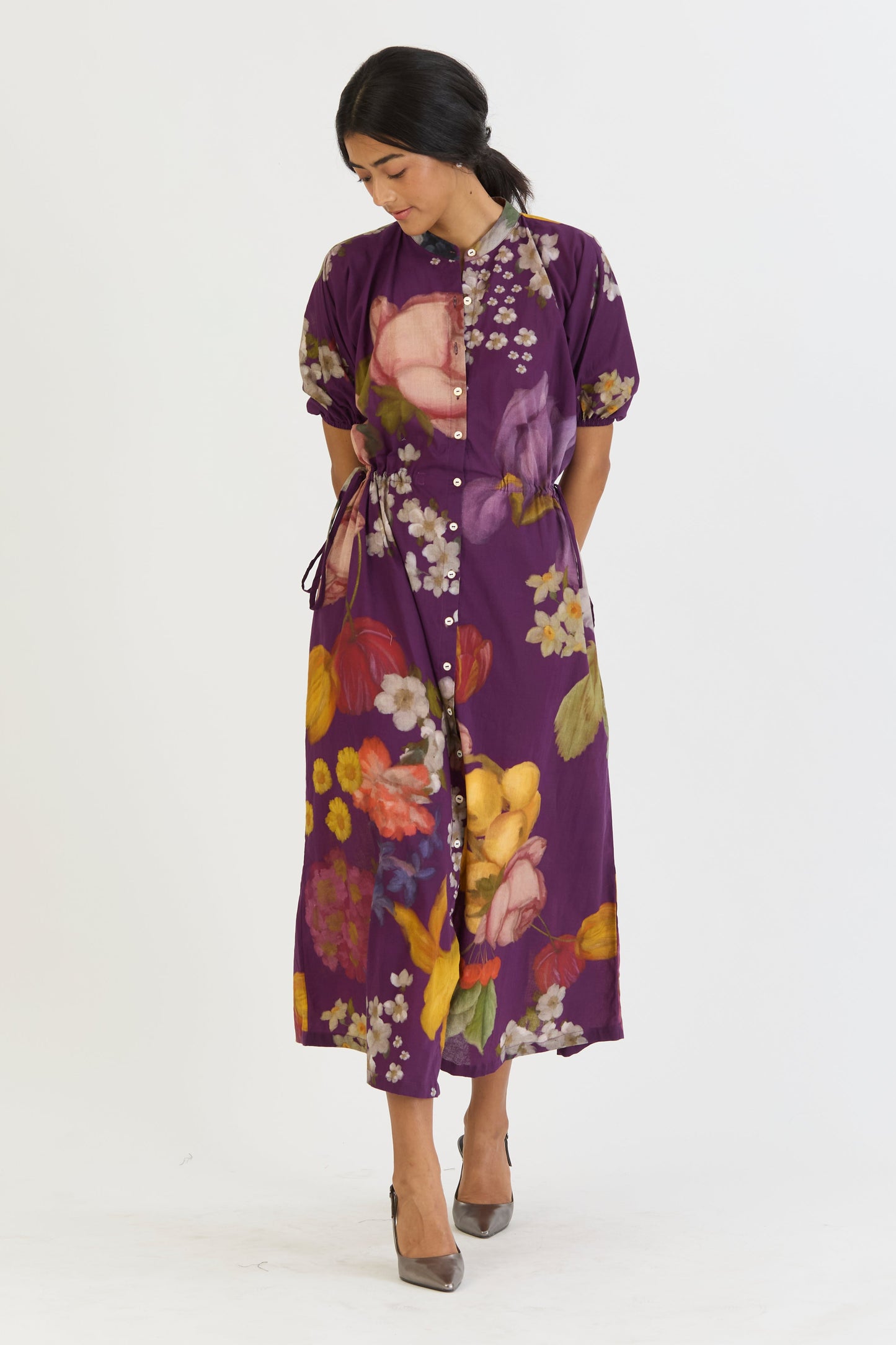 Jamun Side Tie Up Dress, women's floral dress, front