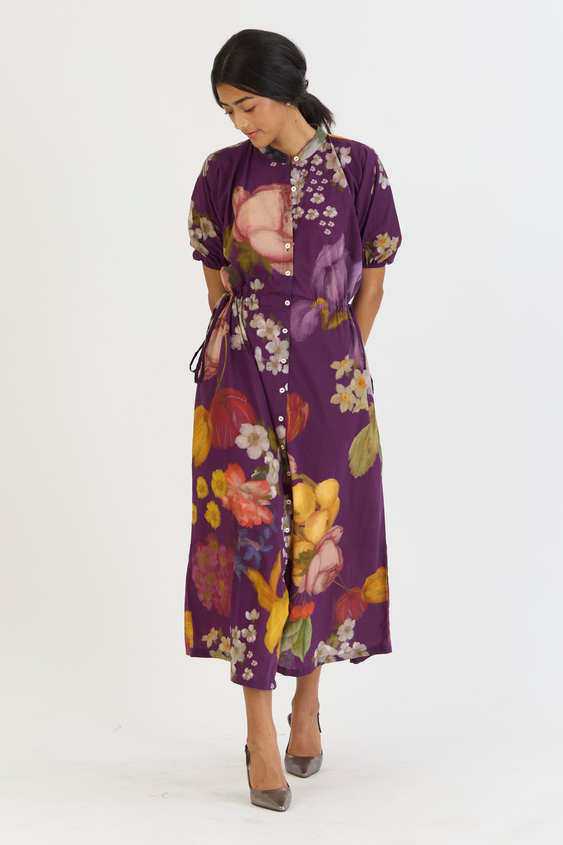 Jamun Side Tie Up Dress, women's floral dress, front