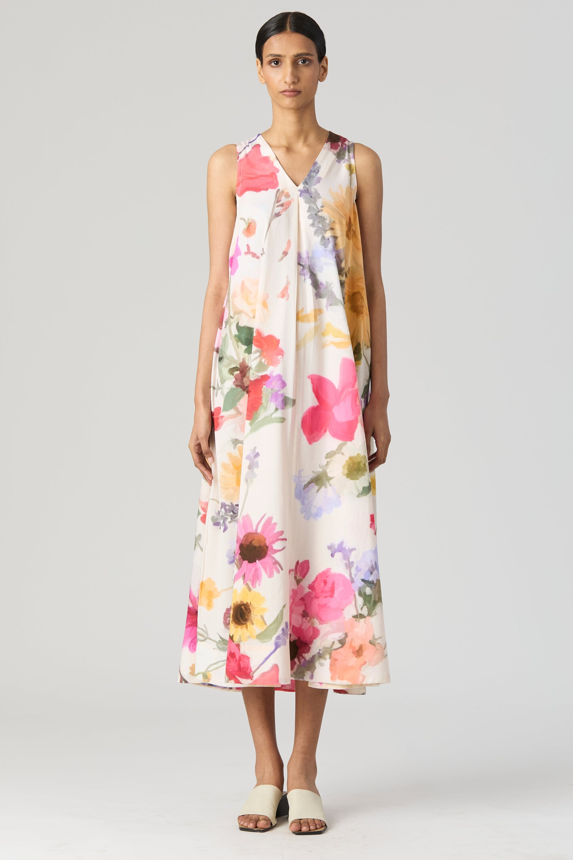 Maria Long Dress, women's floral dress, front