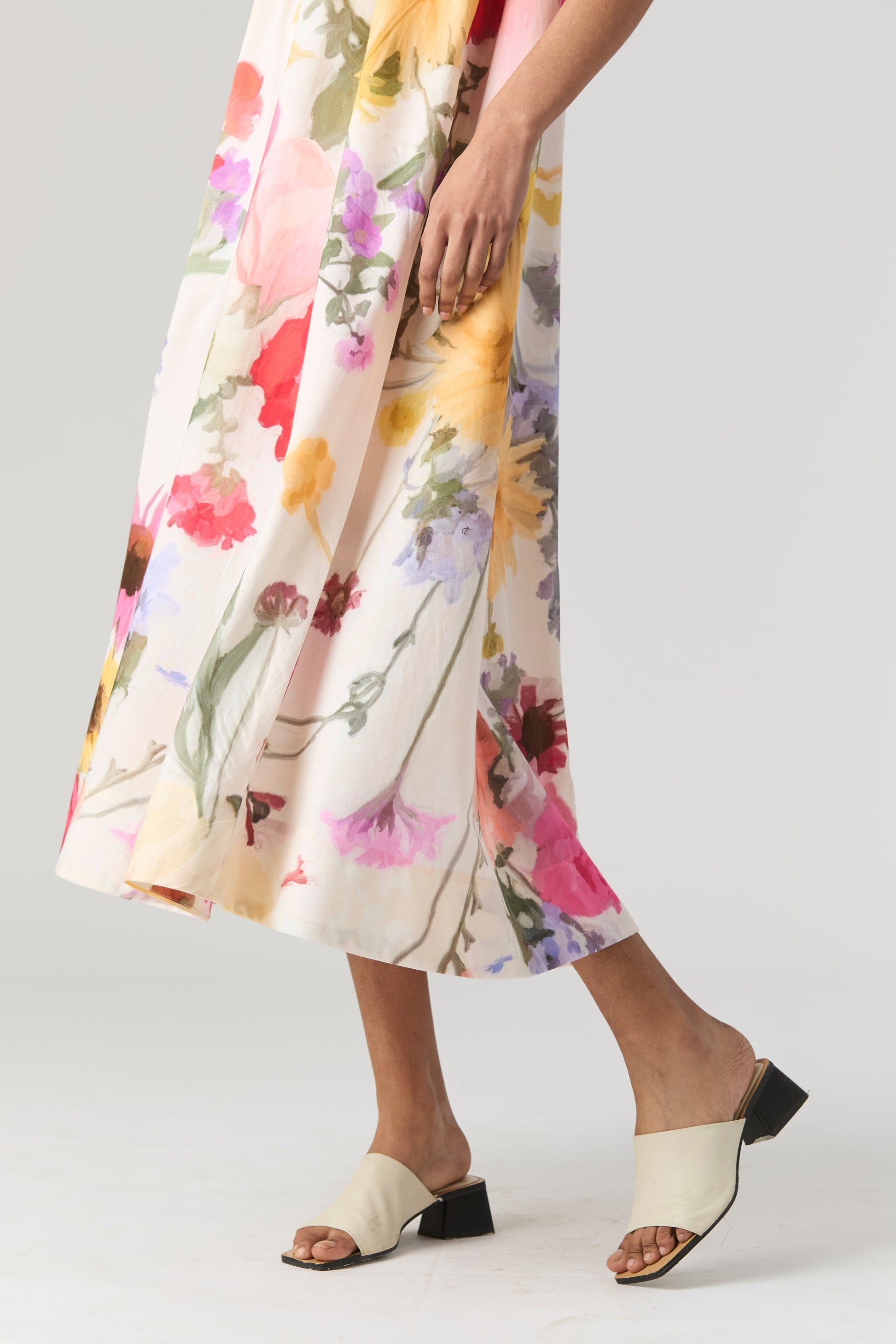 Maria Long Dress, women's floral dress, left side