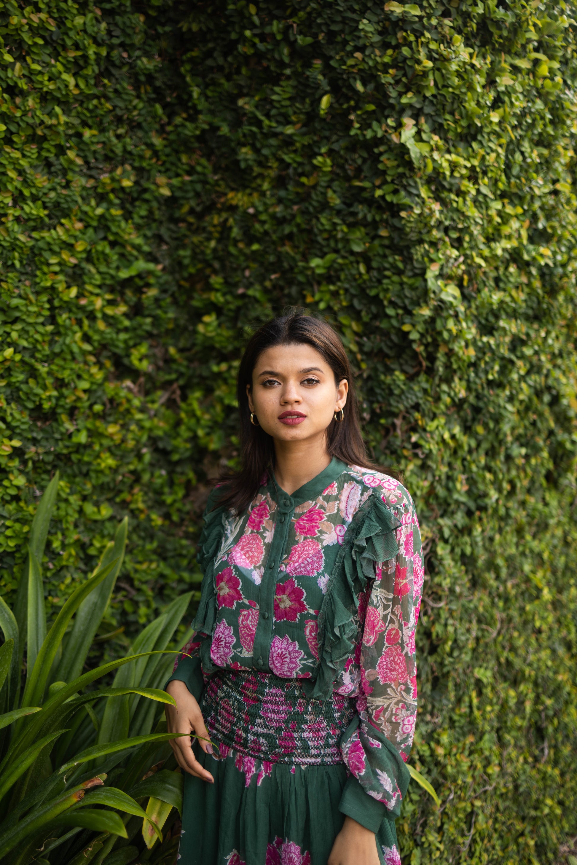 Pink Peony Co-Ord Set, two piece set, shirt close up