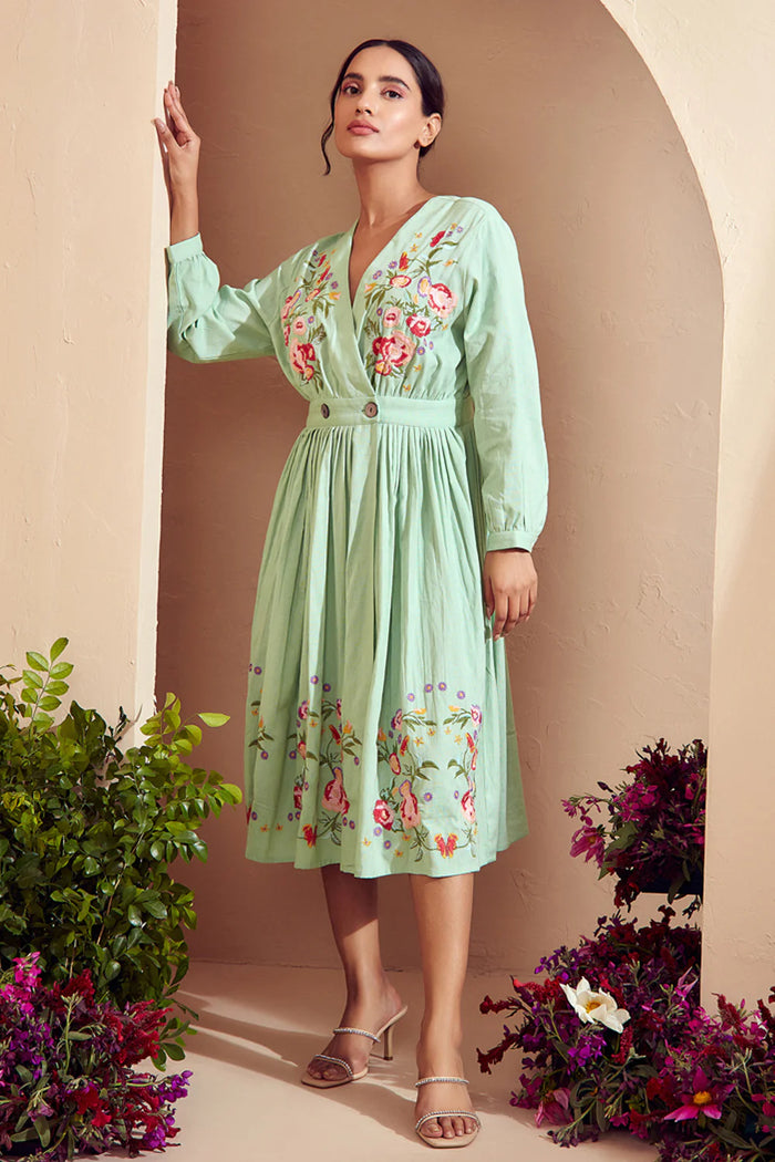 Embroidered Floral Bouquet Dress