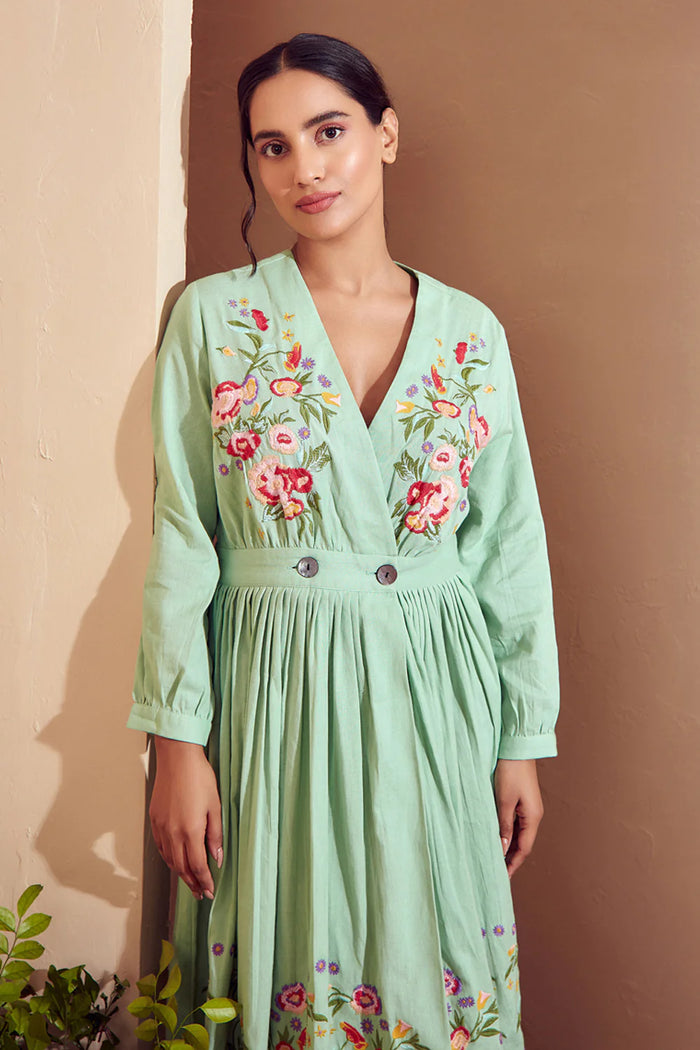 Embroidered Floral Bouquet Dress