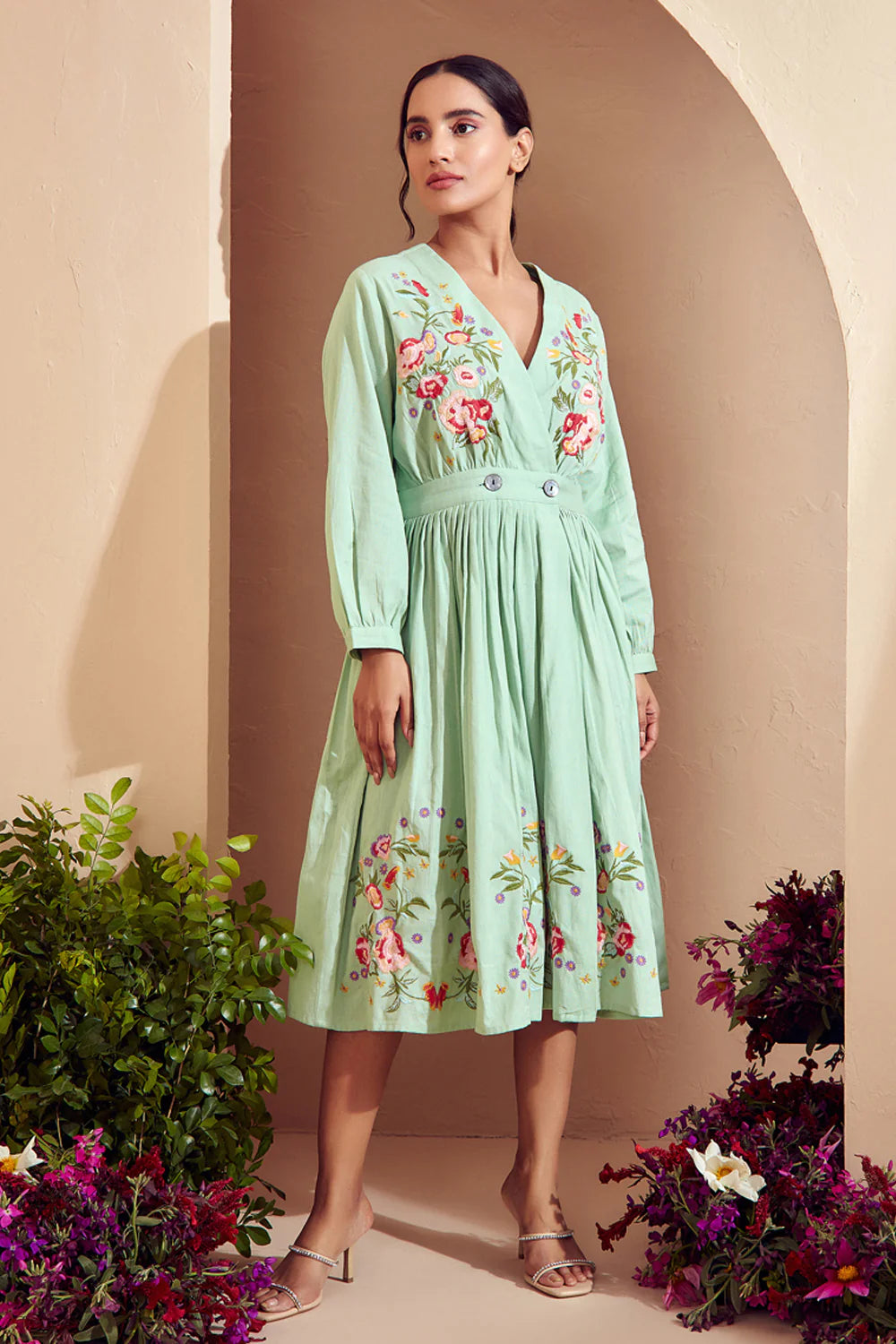 Embroidered Floral Bouquet Dress