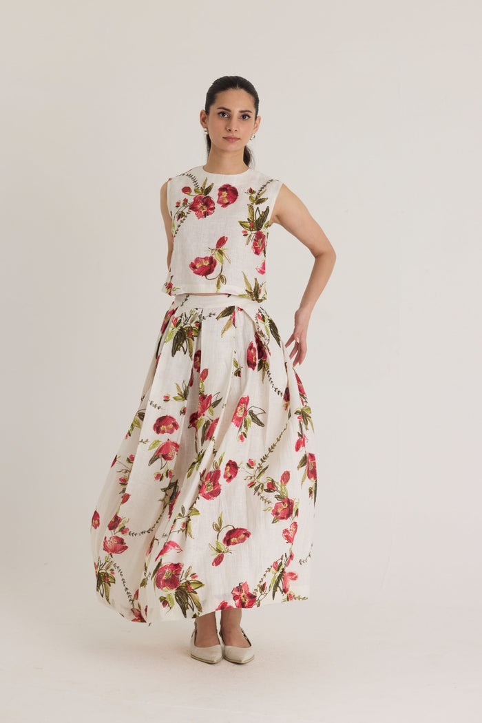 Rosita Linen Top & Skirt Set
