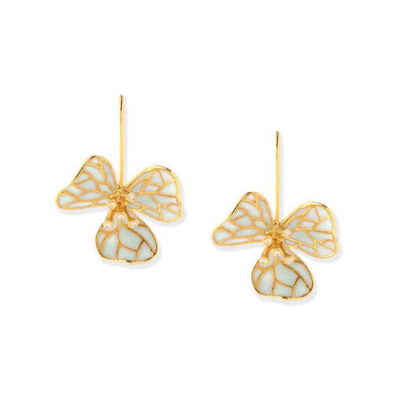 Tiny Fiore Earrings_blue flower earrings_22k gold dipped