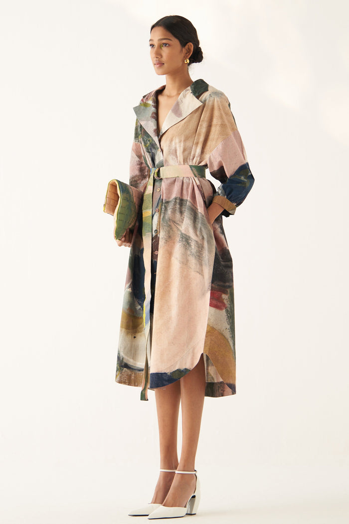 Wallflower Trench Dress, trench coat dress, left side
